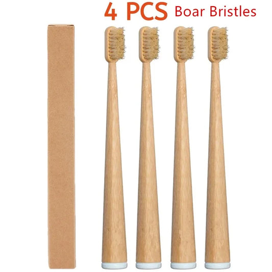 Bamboo Boar Bristle Toothbrush Set