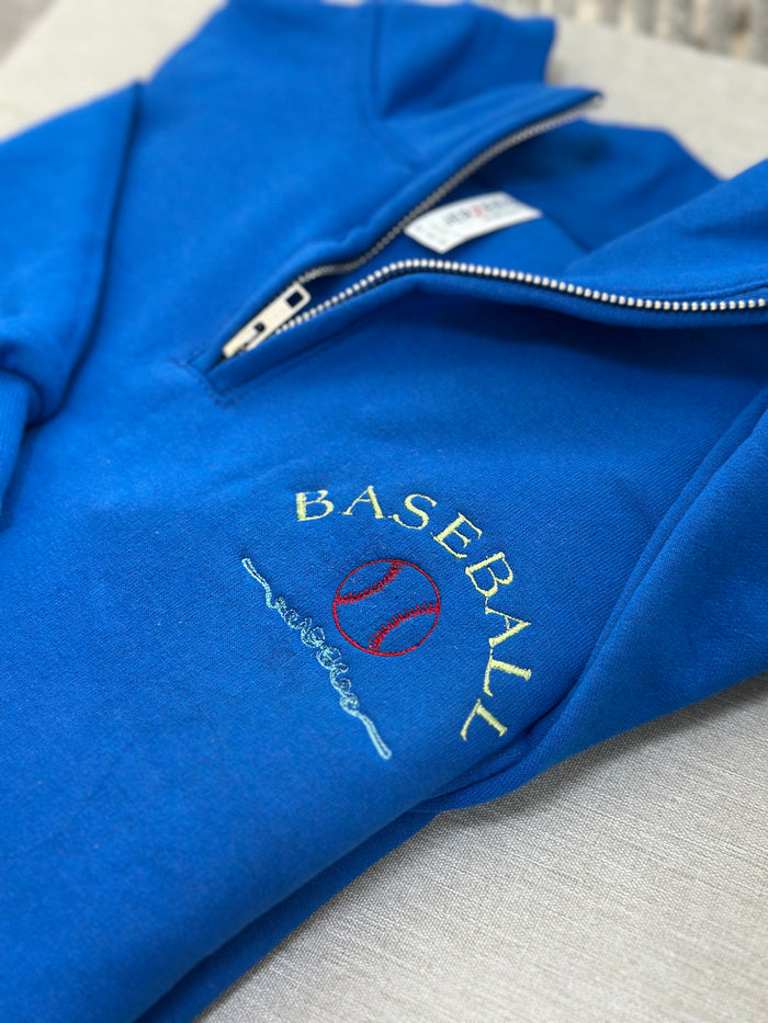 Baseball Half-Zip Sweatshirt — Custom Embroidery