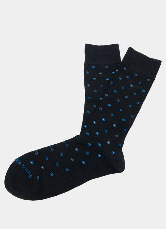 Black/Blue Circle Dot Sock - JEK2456PL-084014 - Hammer Made