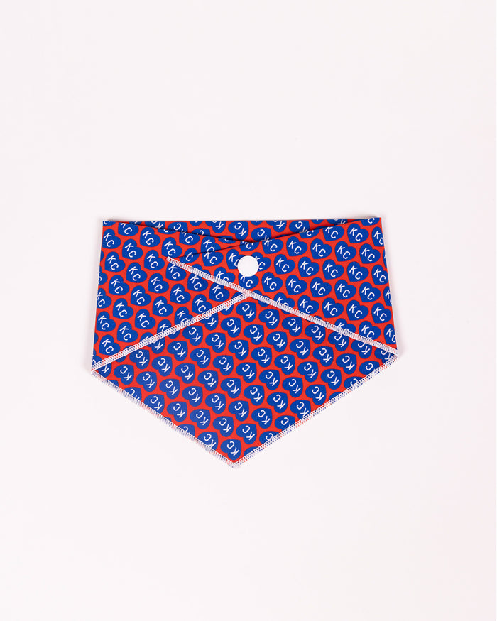 Red KC Heart Navy Dog Bandana Back