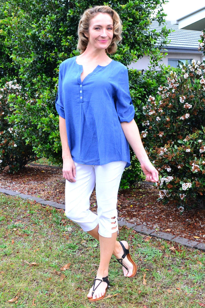 Blue Lagoon Stylius tunic top, short-sleeve casual tunic with a relaxed fit, ideal for everyday wear.