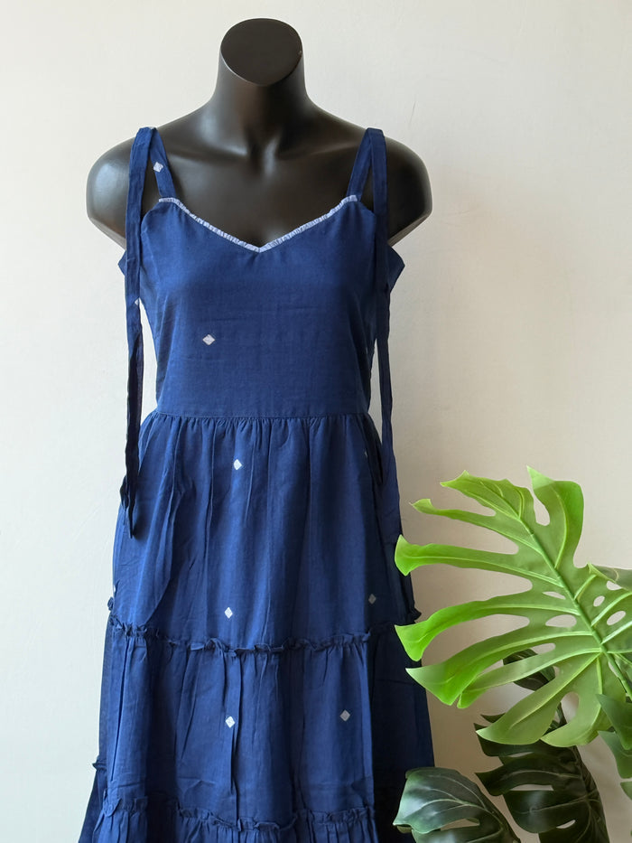 Blue layered pure cotton gown with shrug