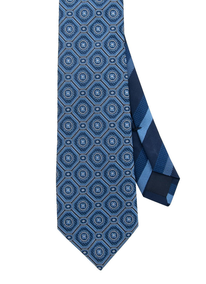 Blue Medallion Silk Neck Tie - 15134-83641 - Hammer Made