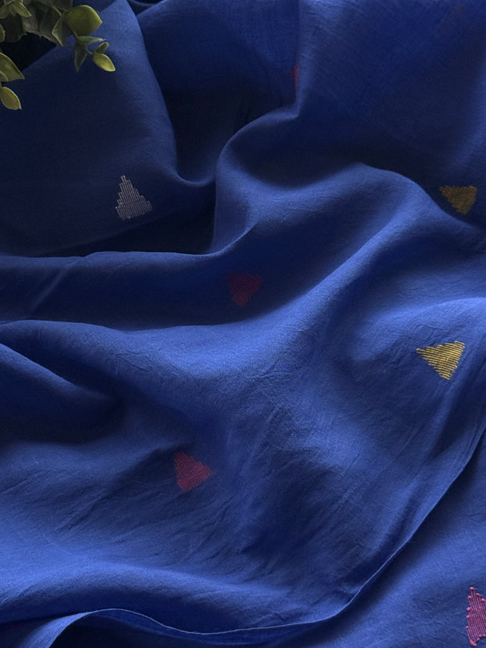 Blue multi Triangle pure Jamdhani material