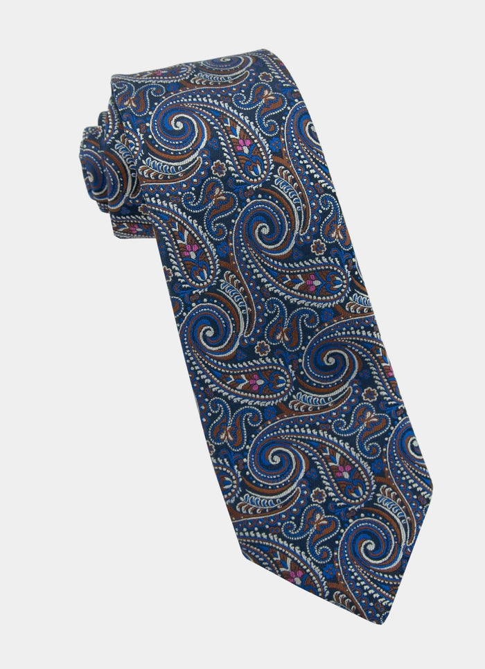 Blue/Brown Paisley Silk Neck Tie - 15134-83645 - Hammer Made