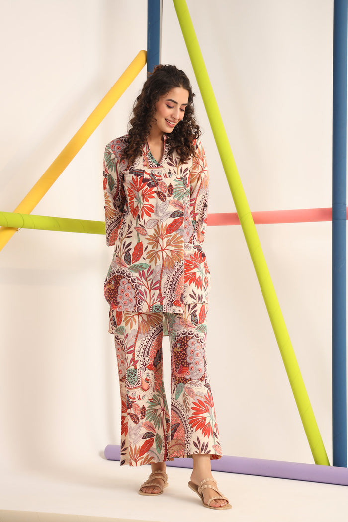 Bohemian Multi Coloured Cotton Co-ord Set