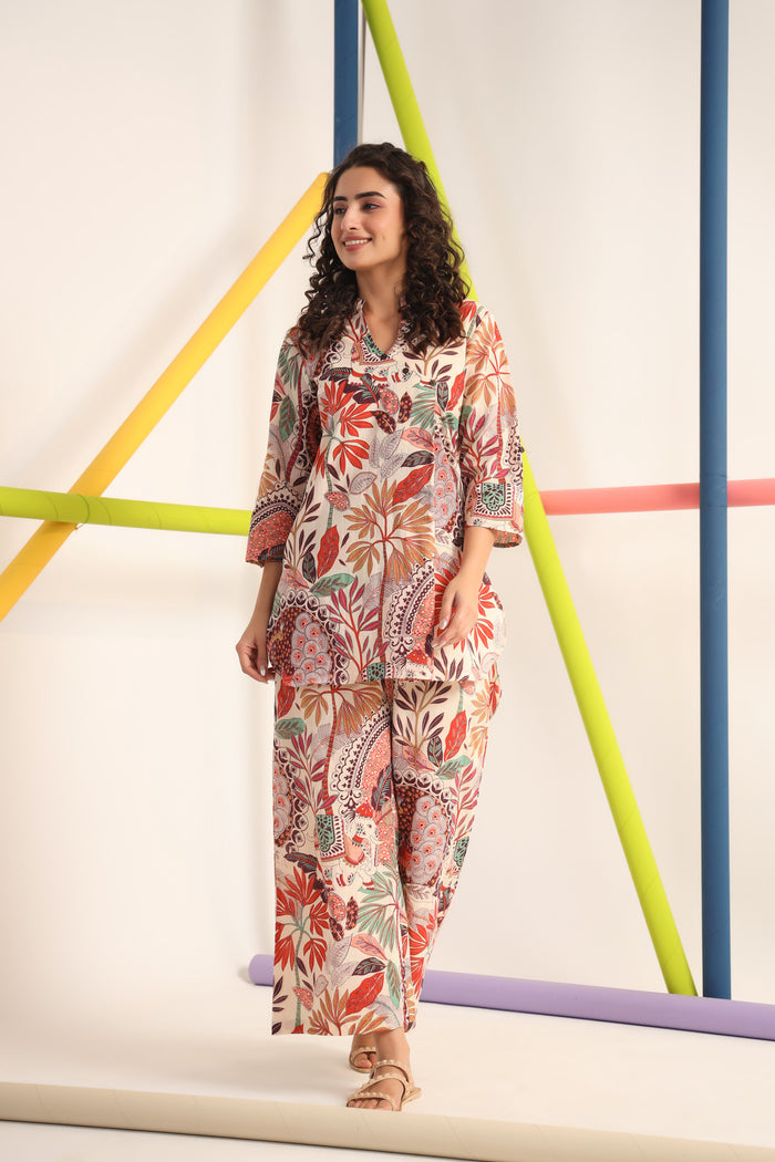 Bohemian Multi Coloured Cotton Co-ord Set