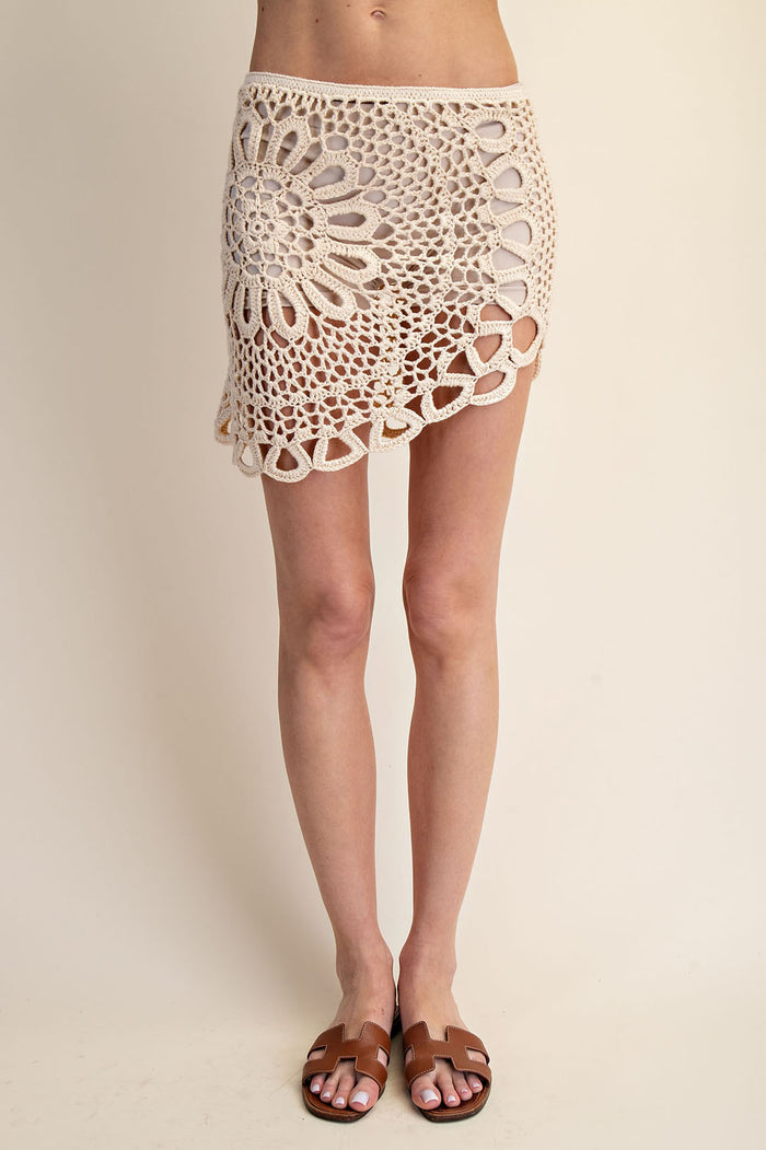 Boho Crochet Lace Mini Skirt – Resort Beach Cover-Up