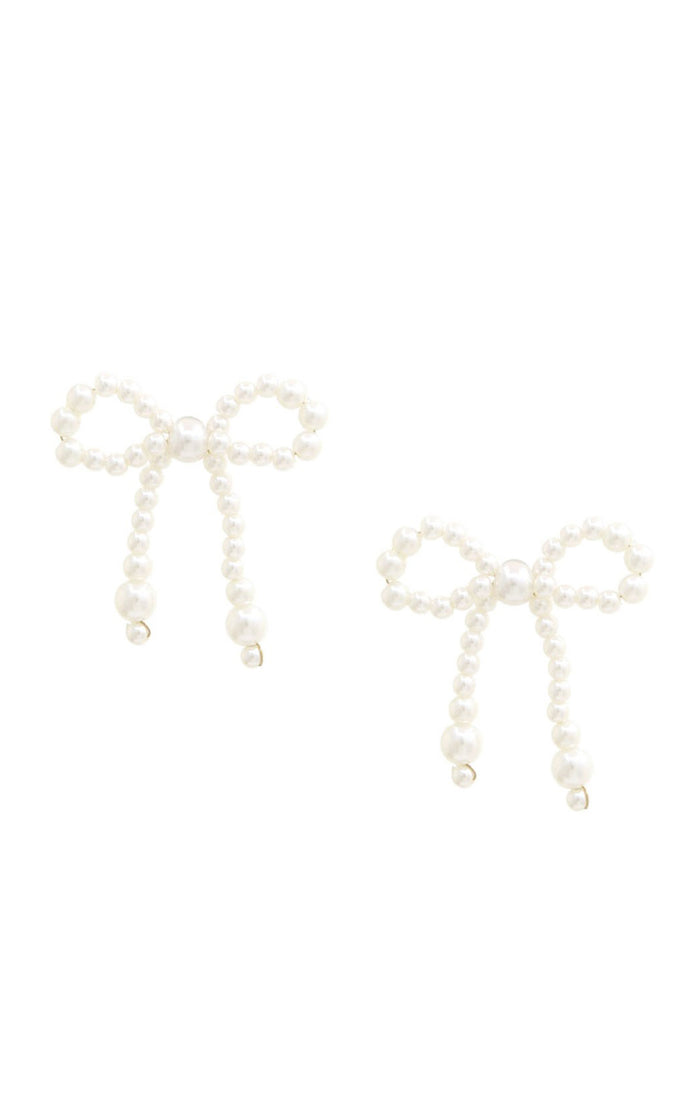 Bow Pearl Bead Earrings ~ Pearl