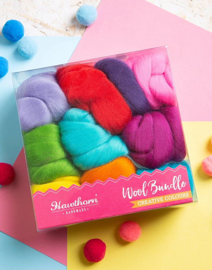 Brights Wool Bundle for Felting and Fibre Crafts, Hawthorn Handmade
