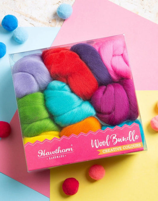 Brights Wool Bundle for Felting and Fibre Crafts, Hawthorn Handmade