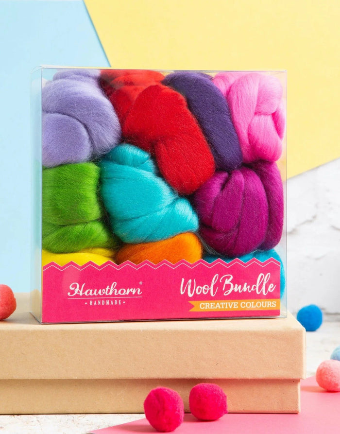 Brights Wool Bundle for Felting and Fibre Crafts, Hawthorn Handmade