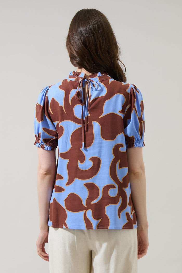 Briley Abstract Elary Puff Sleeve Top