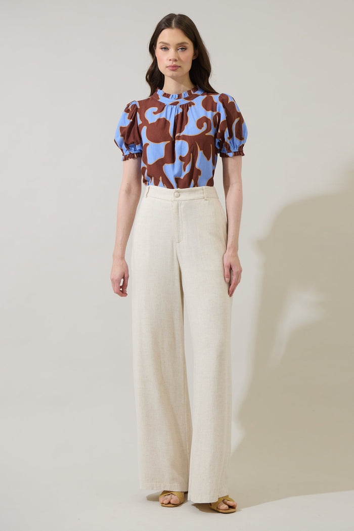 Briley Abstract Elary Puff Sleeve Top