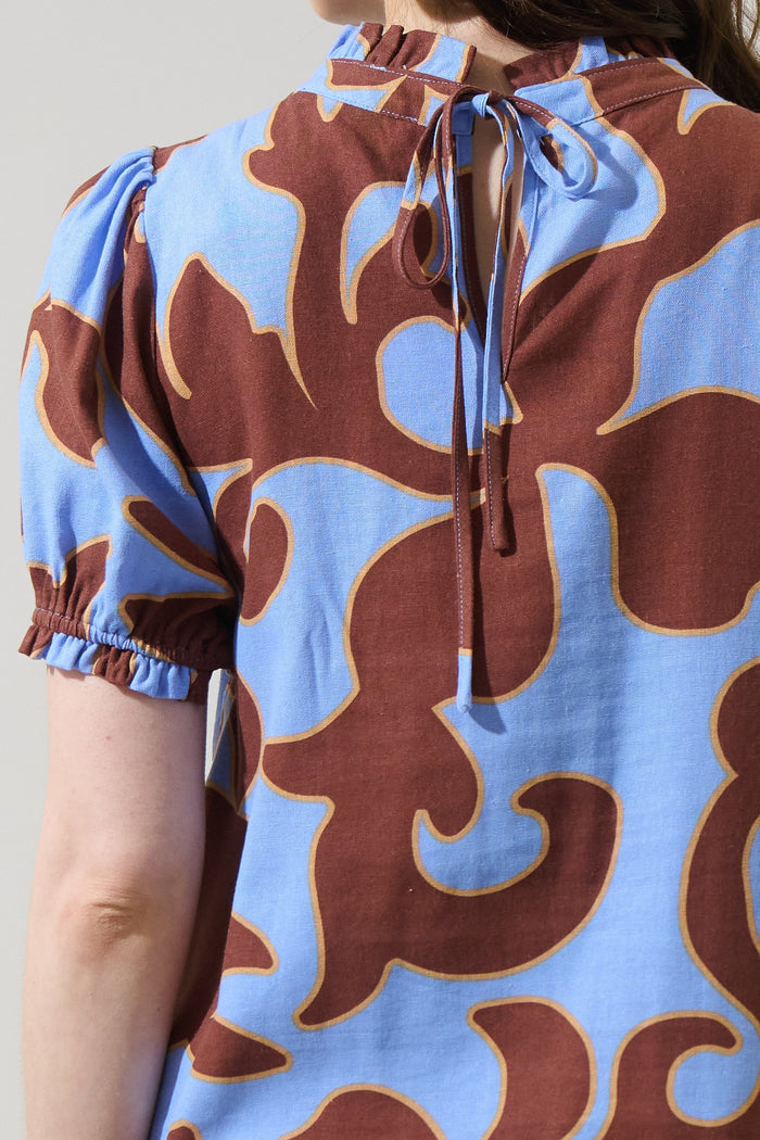 Briley Abstract Elary Puff Sleeve Top