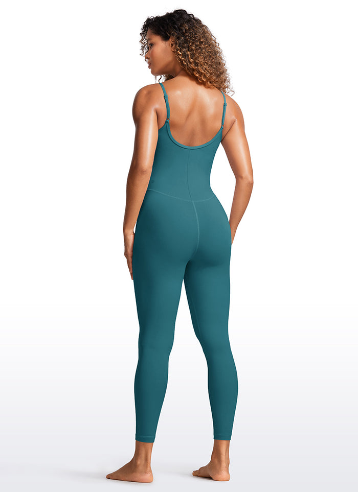 CRZ YOGA Women's Yoga Tight Fit Jumpsuits Build-in Bra Bodysuits Green Jade