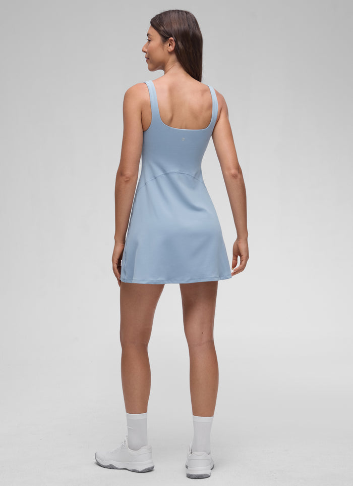 CRZ YOGA Women Butterluxe Square Neck Shelf Bra Tennis Dresses A line Cambric Blue