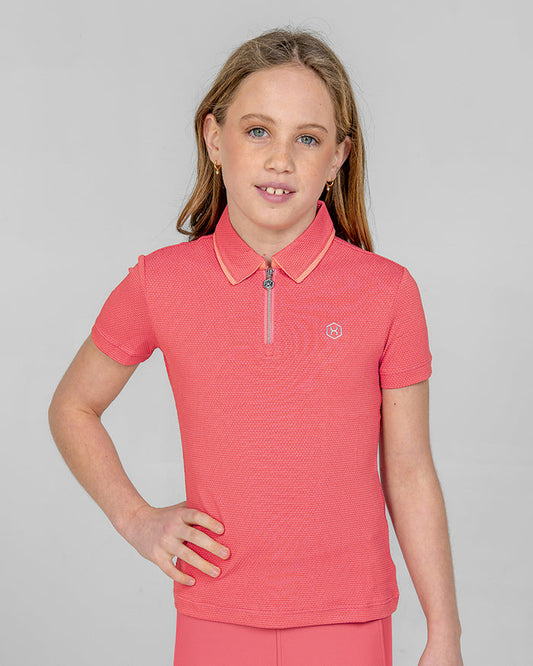 Calypso Kids Short Sleeve Polo - Hot Coral