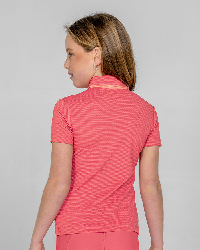 Calypso Kids Short Sleeve Polo - Hot Coral