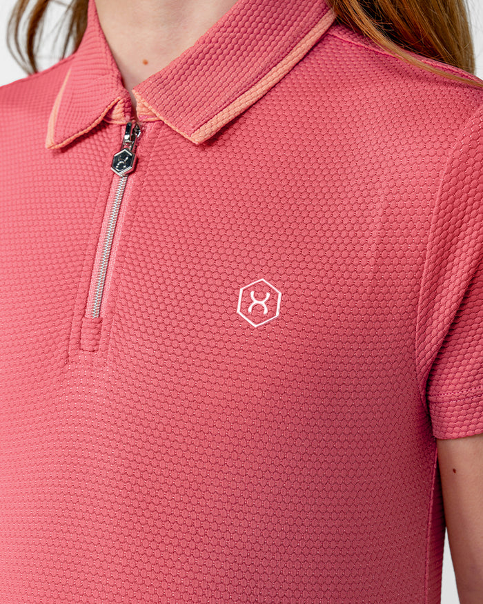 Calypso Kids Short Sleeve Polo - Hot Coral