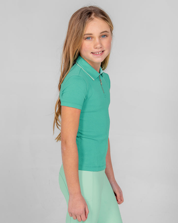Calypso Kids Short Sleeve Polo - Sea Turquoise