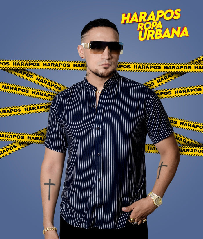 Camisa versace azul a rayas