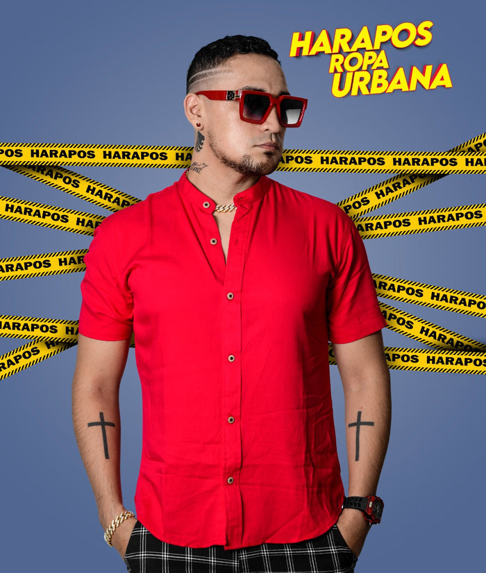 Camisa versace basica roja entera