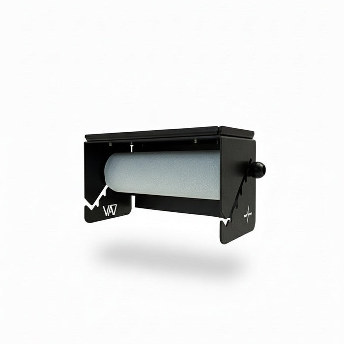 Canyon paper towel holder with side cutouts, mounted on a white background