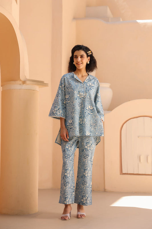 Cascade Blue Cotton Co-ord Set