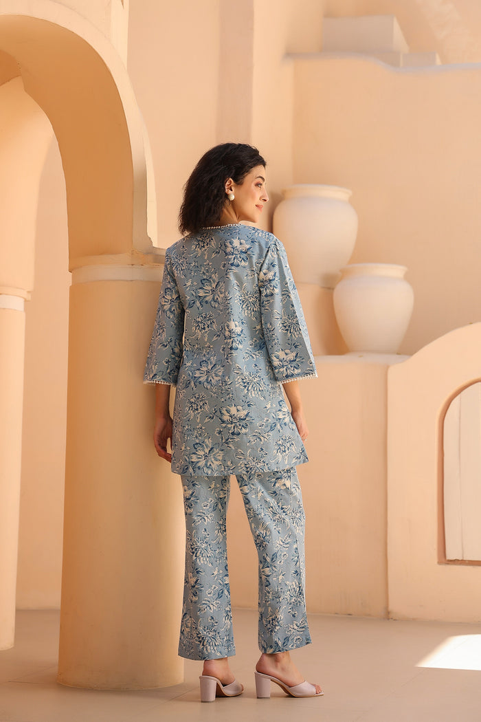 Cascade Blue Cotton Co-ord Set