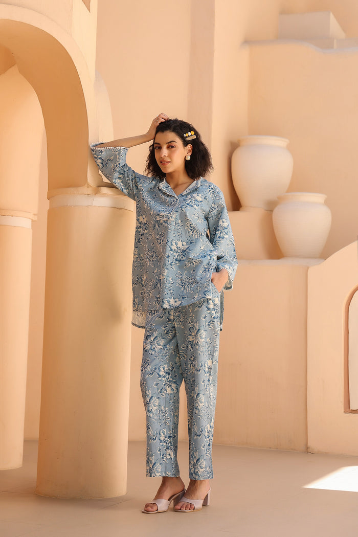 Cascade Blue Cotton Co-ord Set