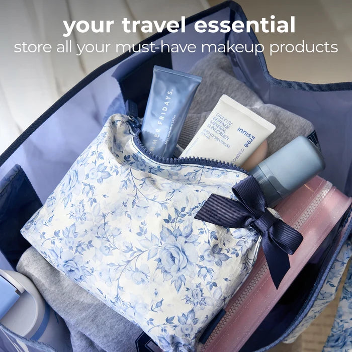 Case-Mate Something Navy Bow Crinkle Makeup Bag