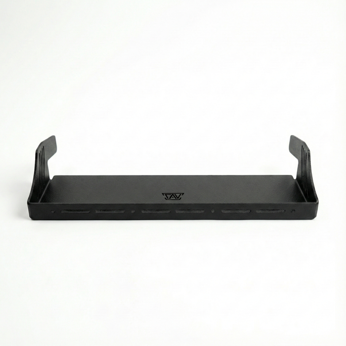 Black D-ash Tray Pro by CAV shown on a white background with slotted design and side grips.