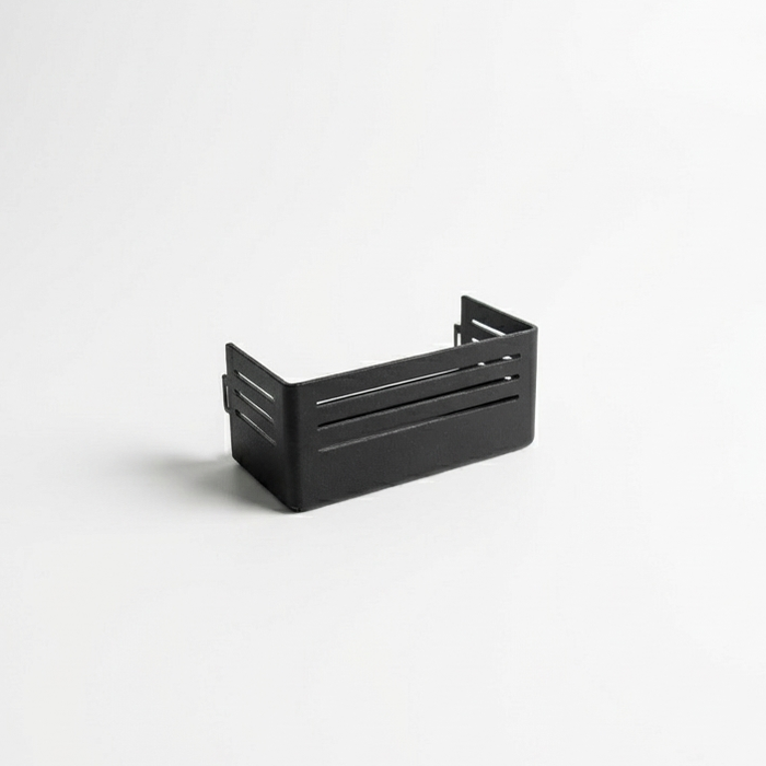 2 by 4 CAV MOLLE panel shelf in black aluminum with slotted sides, designed for van organization