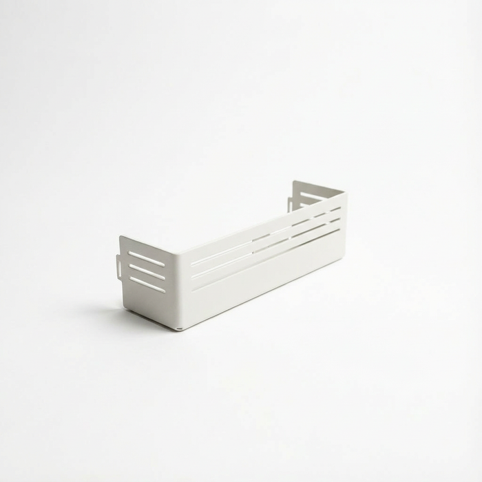 White CAV MOLLE panel shelf with slotted sides shown against a plain background