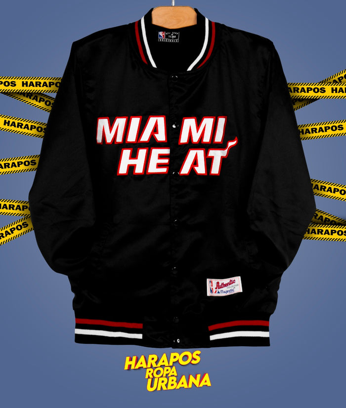 Chamarra Bomber miami heat negro