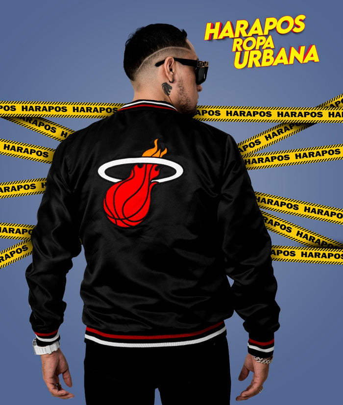 Chamarra Bomber miami heat negro
