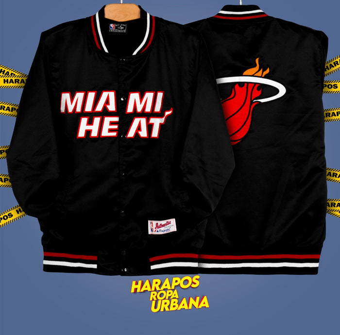 Chamarra Bomber miami heat negro