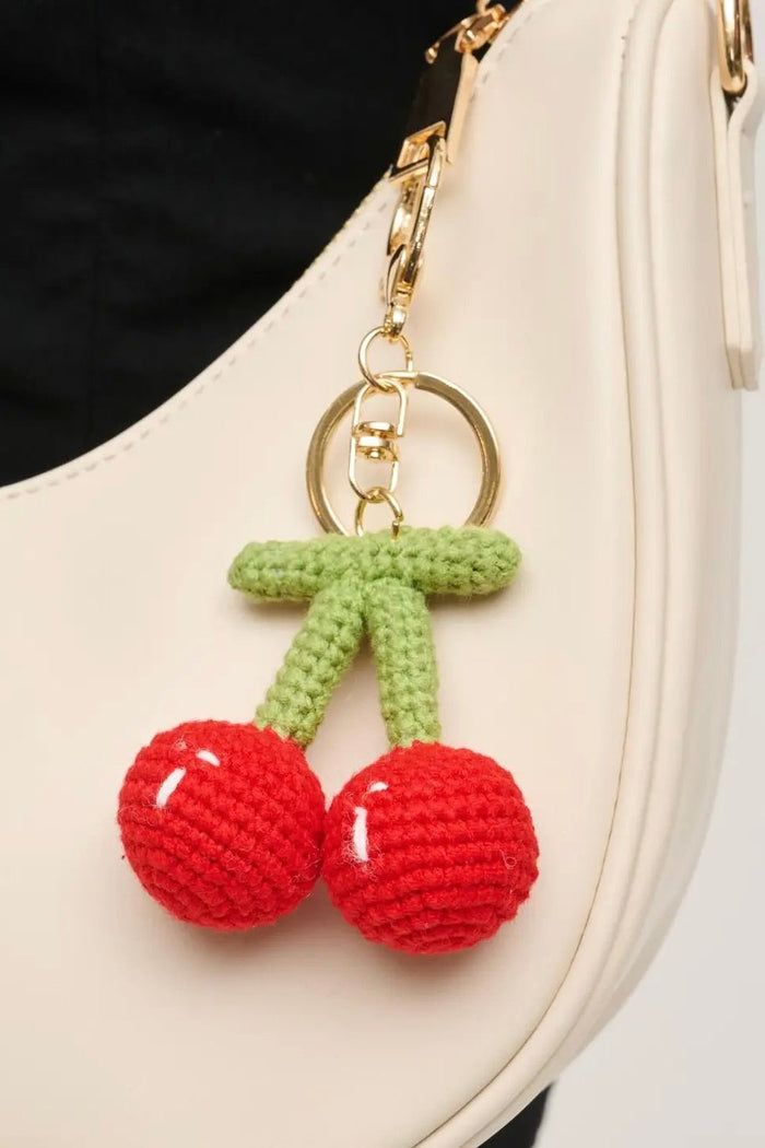 crochet cherry bag charm