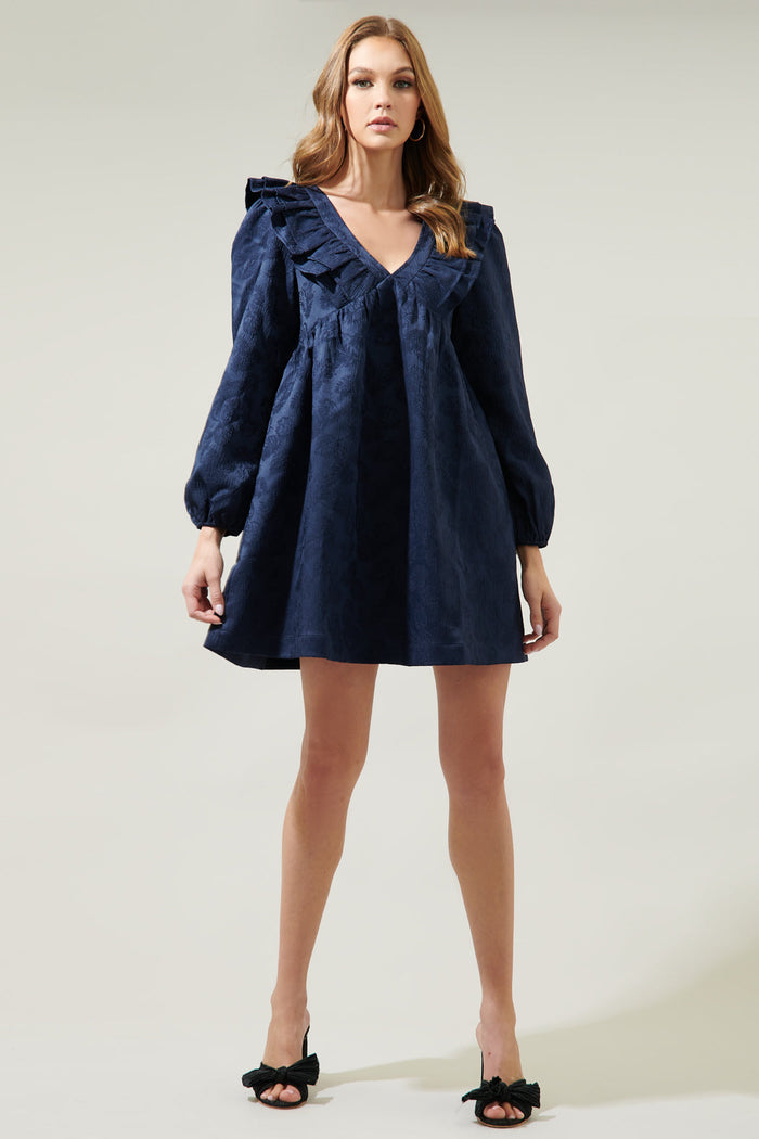 Ciao Jaquard Ruffle Babydoll Dress