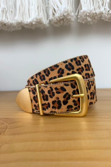 soft suede belt with zipper edge detail and gold hardware