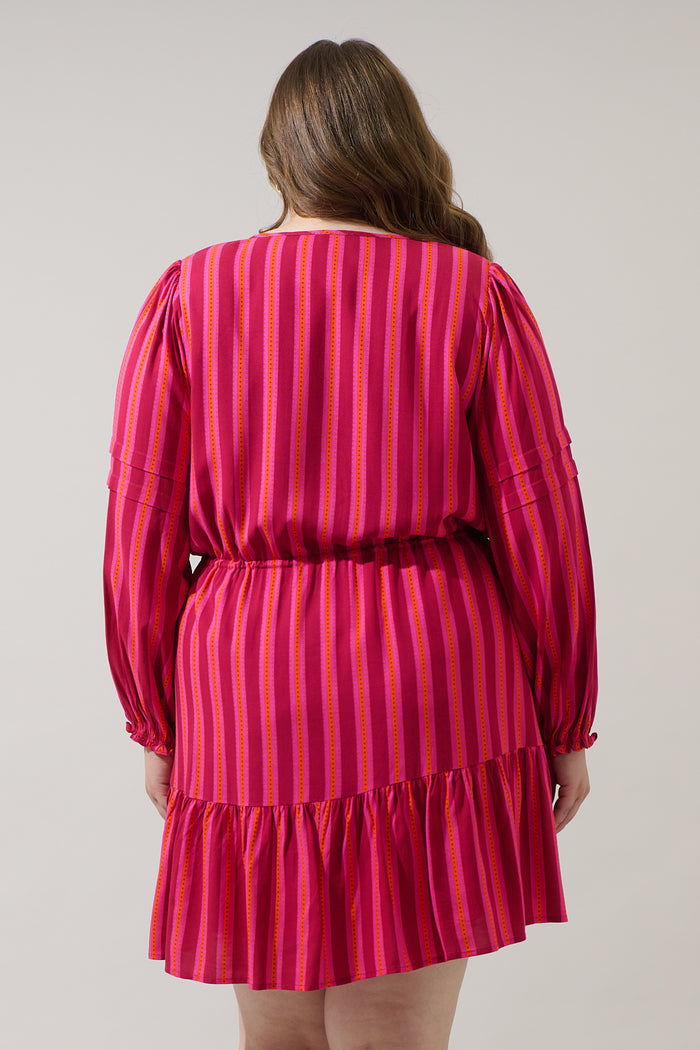 Clarisa Stripes Lomie Drawstring Mini Dress Curve