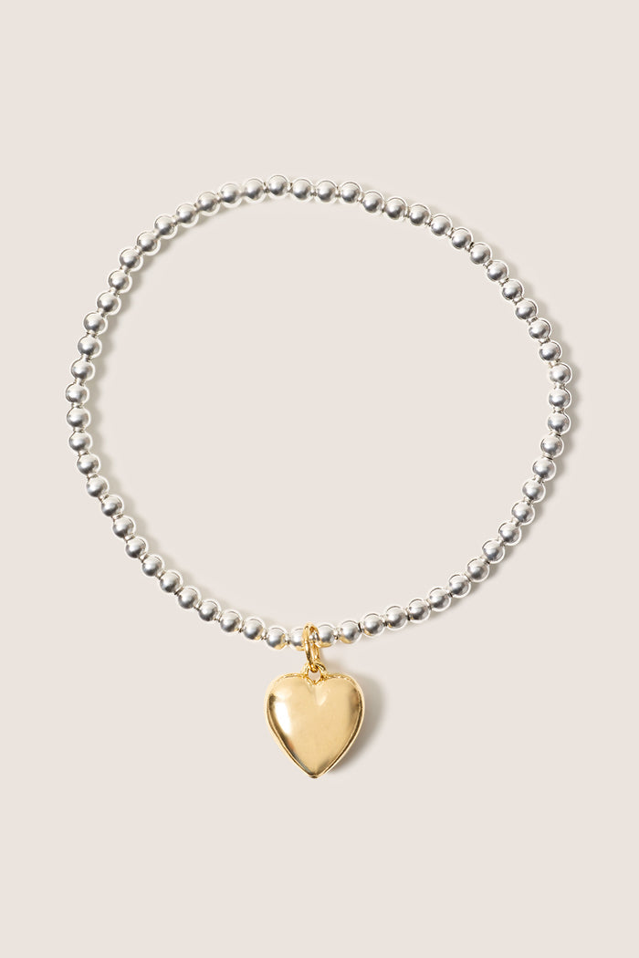 Classic Mixed Metal 3mm Bracelet w. Heart