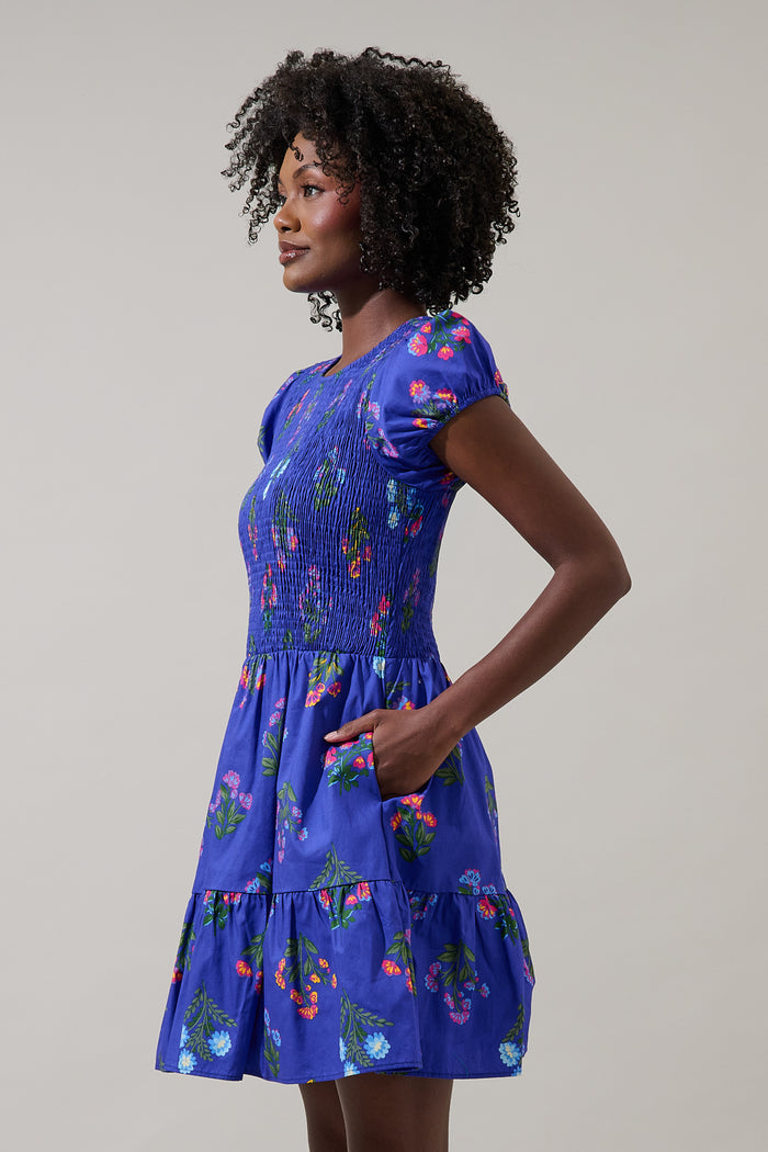 Clemen Floral Ansel Smocked Mini Dress