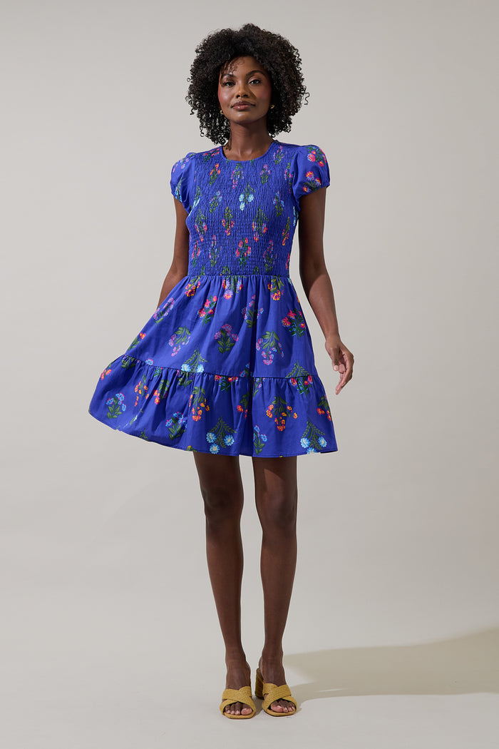 Clemen Floral Ansel Smocked Mini Dress