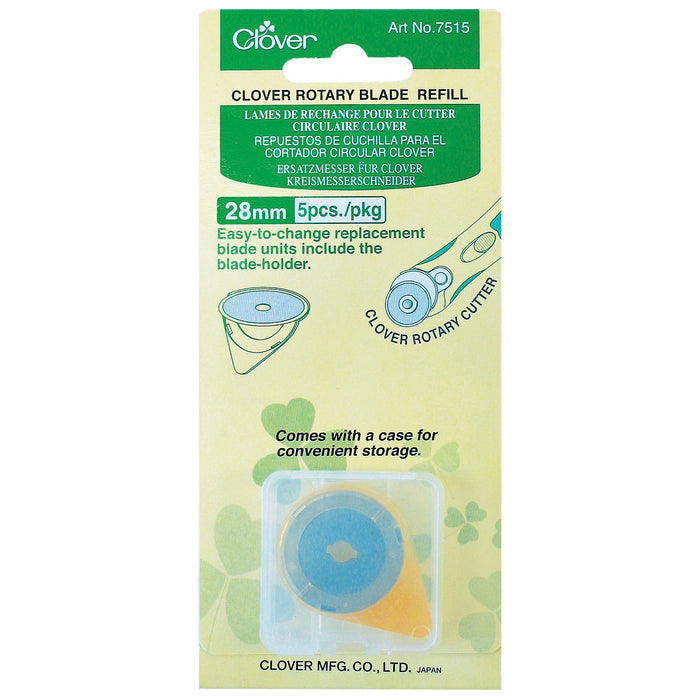 Clover Rotary Blades: Refill Pack: 28mm x 5 - Rotary Cutter