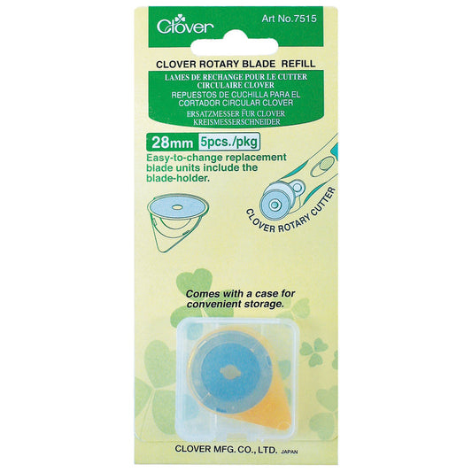 Clover Rotary Blades: Refill Pack: 28mm x 5 - Rotary Cutter