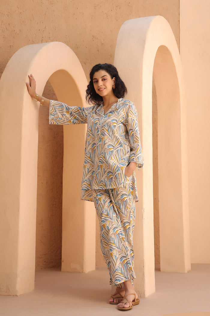 Coastal Lines Cotton Co-ord Set