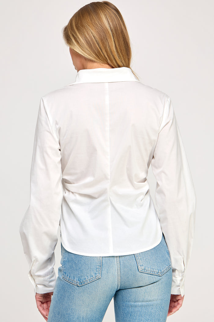 Cole White Shirt - Asymmetrical Cropped Button