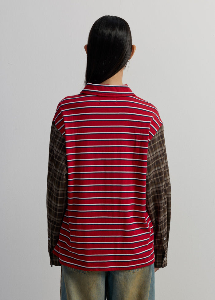 CONTRAST CHECKED SLEEVE POLO SHIRT